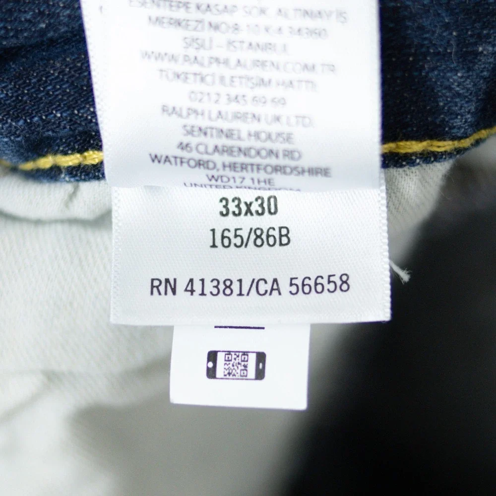 Polo Ralph Lauren Varick Slim Straight Mens 33x30 Blue Denim 5 Pocket
